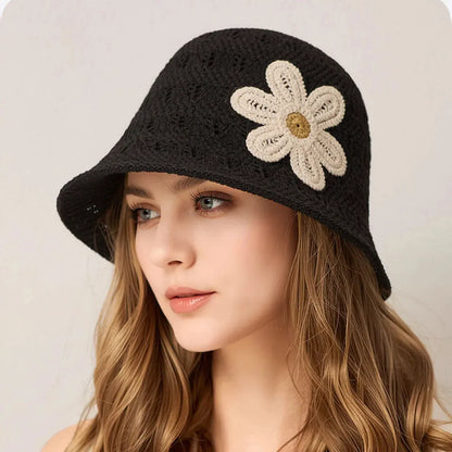 Élégance Florale | Chapeau paille femme brodé style estival pour protection solaire
