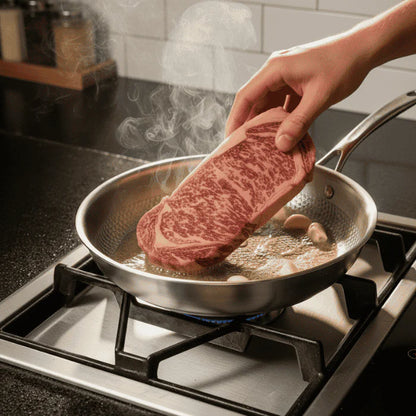 Poêle TITAN-PREMIUM™ | Poêle inox 304 sans revêtement compatible induction