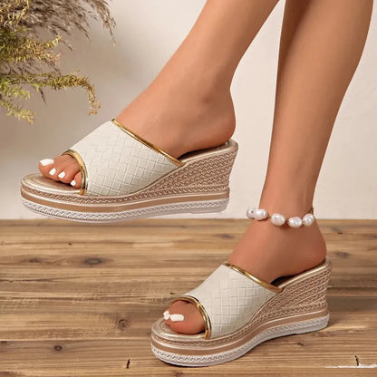 LUMINA DORÉ™ | Sandales Dorées Femme Élégantes Été – Compensées Confort Plateforme