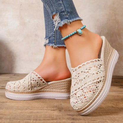 RETROLUX™ | Sandale Plate Forme Femme Cuir – Élégante & Confort