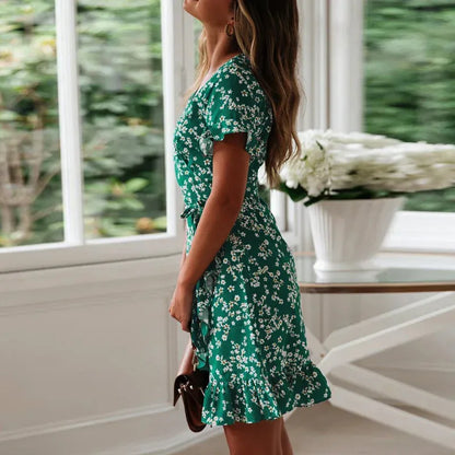 Lysoria™ – Robe portefeuille courte femme fluide