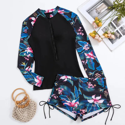 Horizon Floral - Tankini femme manches longues imprimé