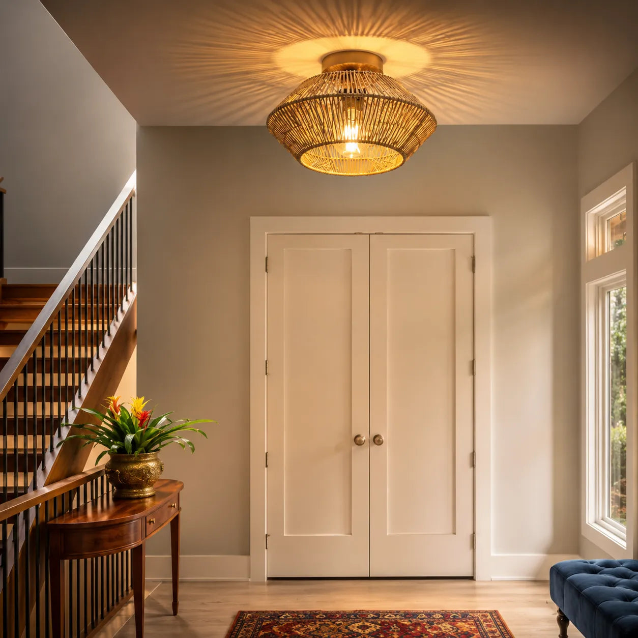NATORA™ Tressé | Naturel  plafonnier à led rotin