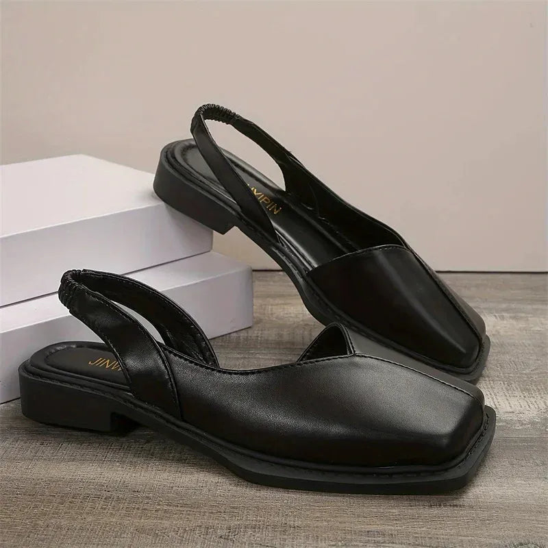 NOIRÉA ÉLÉGANCE™ | Sandales Plates Noires Femme Élégantes Été – Confort Chic