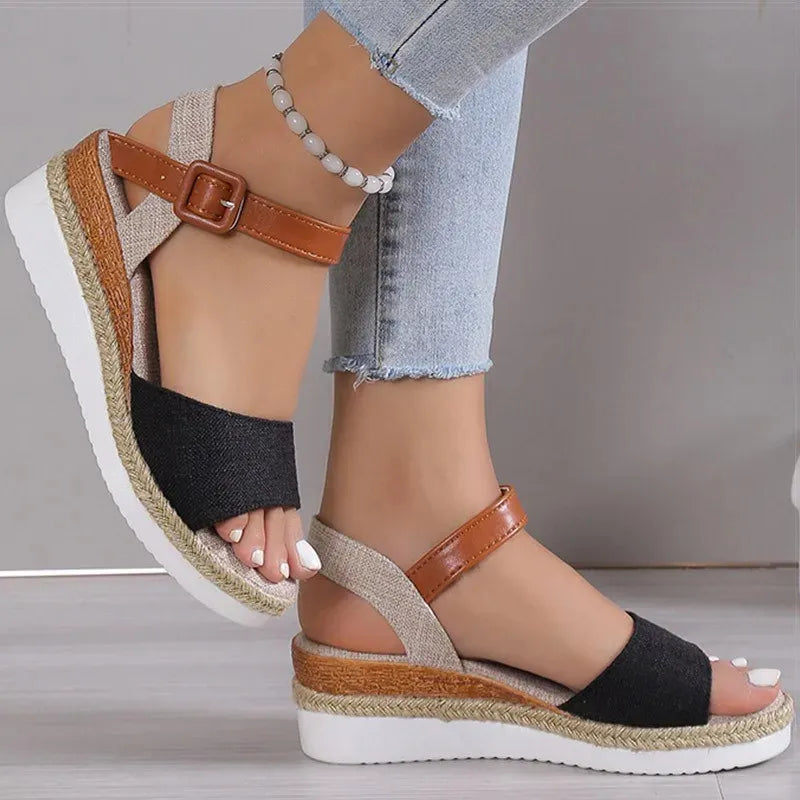 ELEVIA™ – Sandales Plateforme Femme Élégantes à Talon Compensé & Confort Été