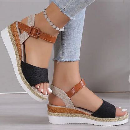 ELEVIA™ – Sandales Plateforme Femme Élégantes à Talon Compensé & Confort Été