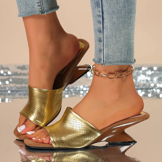 AURÉLIS DORÉ™ | Sandales Compensées Femme Élégantes Été – Dorées Soirée