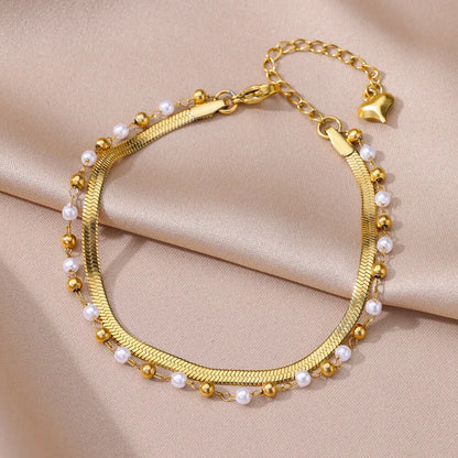 Bracelet de Cheville Bohème Doré Femme | Élégant Été Perles Acier Inoxydable