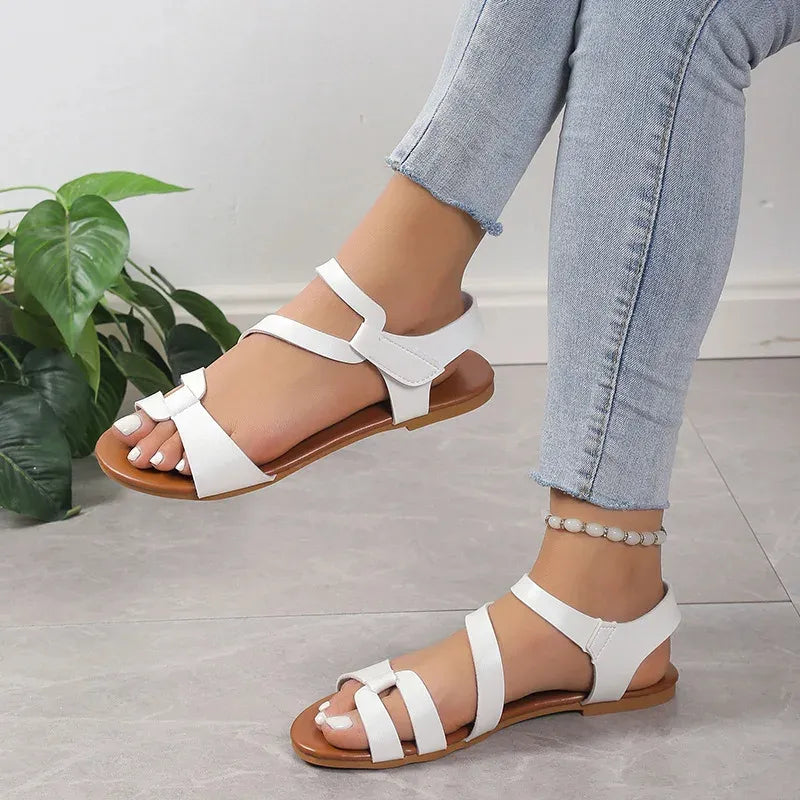 ROMÉA CONFORT™ | Sandales Plates Femme Confort Été – Élégantes Ajustables