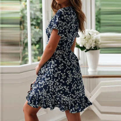 Lysoria™ – Robe portefeuille courte femme fluide