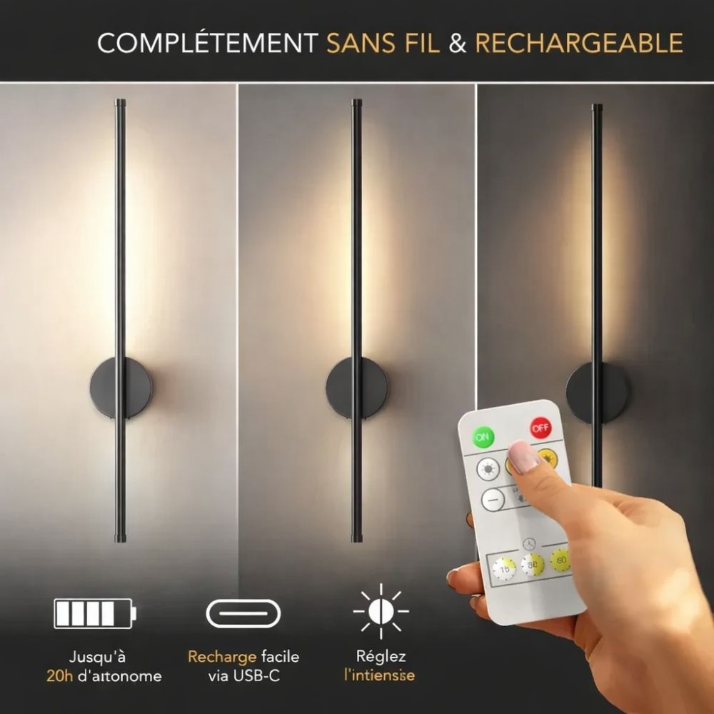 Applique Murale Sans Fil Rechargeable