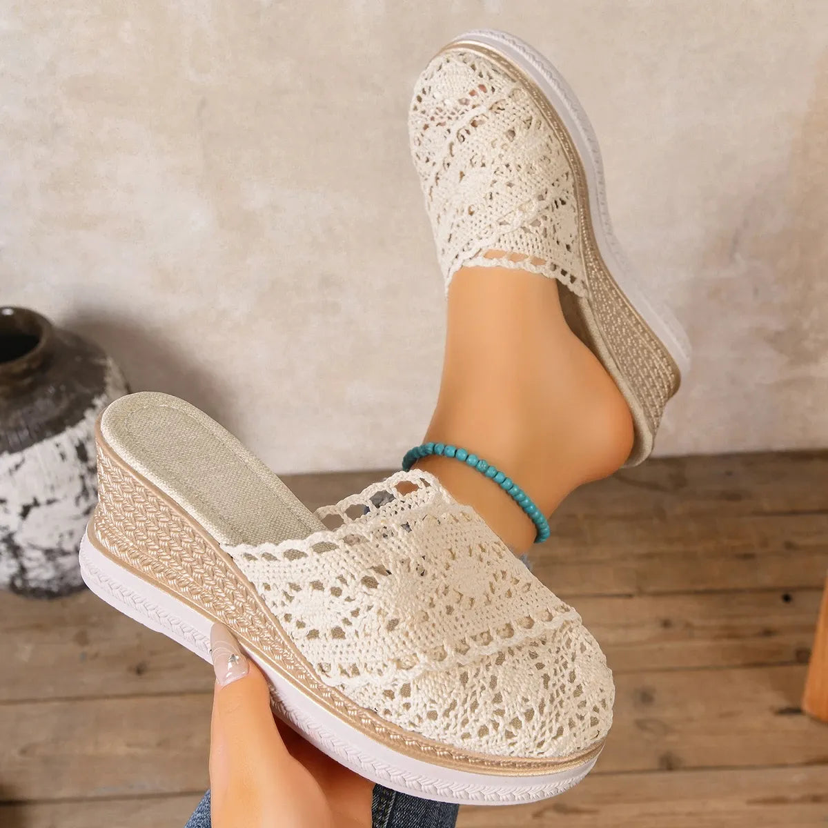 RETROLUX™ | Sandale Plate Forme Femme Cuir – Élégante & Confort