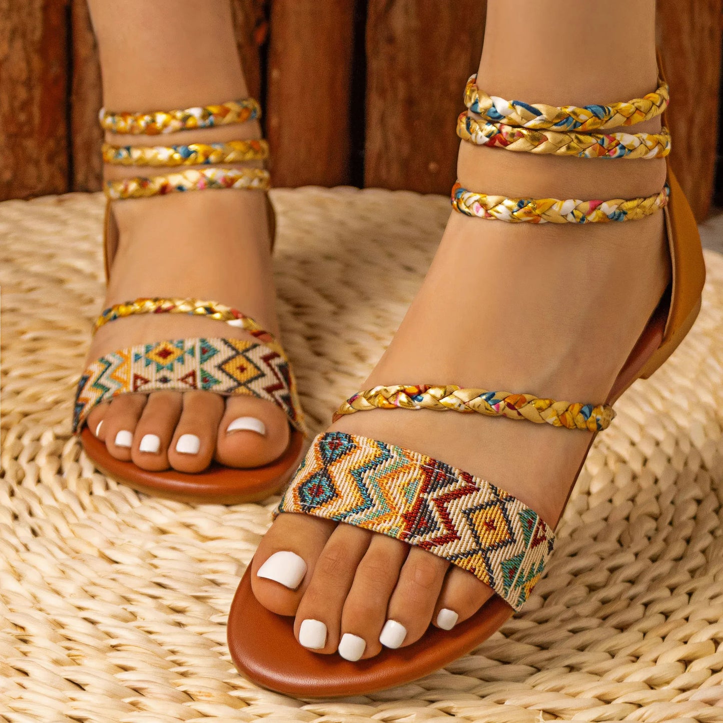 BOHÉMIA TRESSÉ™ | Sandales Plates Femme Bohème Été – Confort Léger