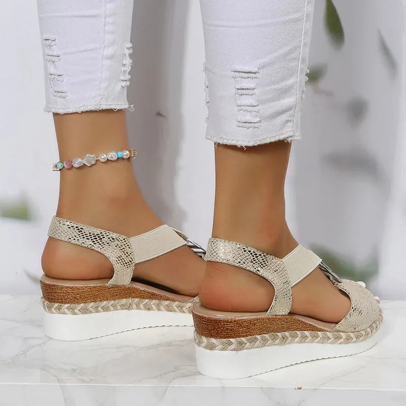 SERPENTIA DORÉ™ – Sandales Dorées Femme Compensées