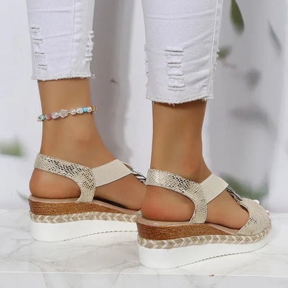 SERPENTIA DORÉ™ – Sandales Dorées Femme Compensées