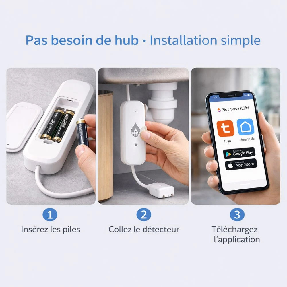 Détecteur de Fuite d’Eau Connecté WiFi