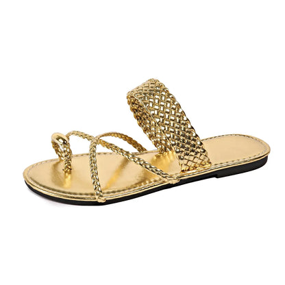 Sandales Plates Dorées Ella