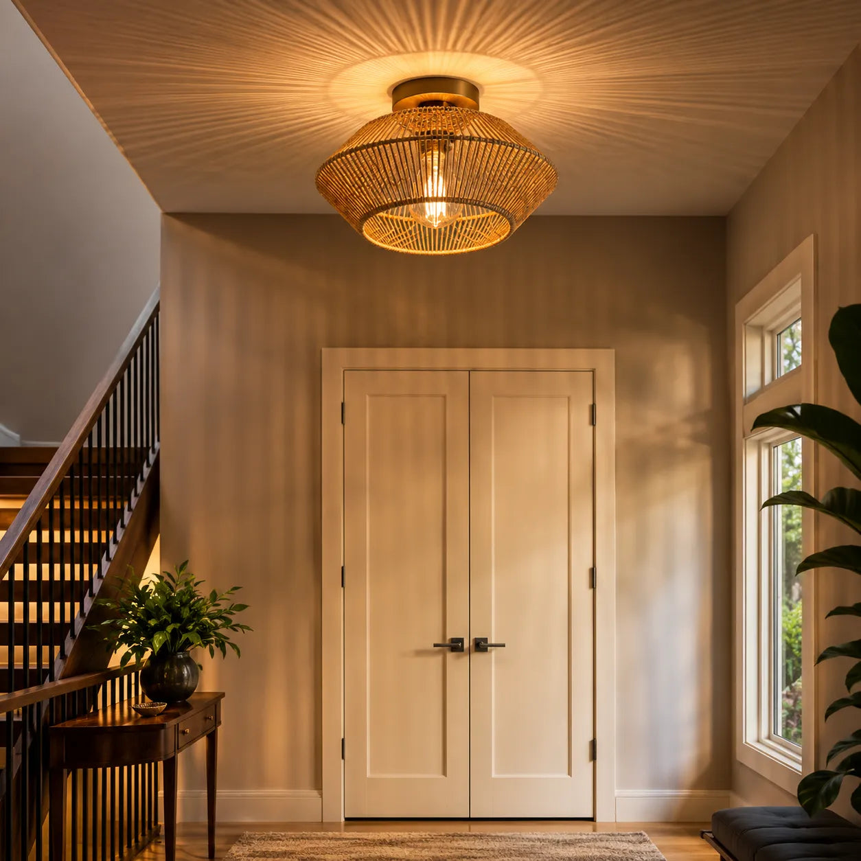 NATORA™ Tressé | Naturel  plafonnier à led rotin