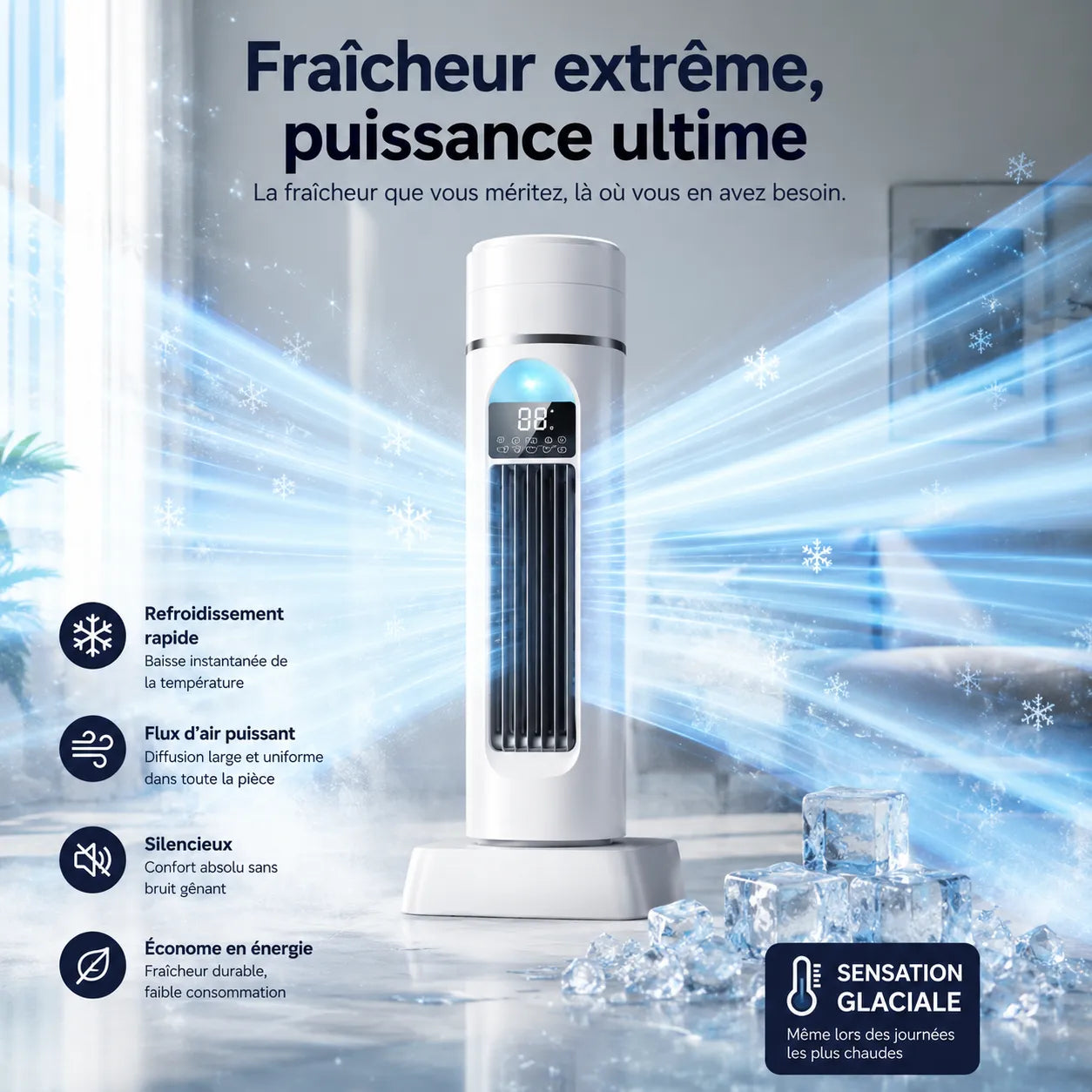ArcticFlow | Ventilateur Rafraichisseur d Air Brumisateur – Climatiseur Mobile Sans Évacuation