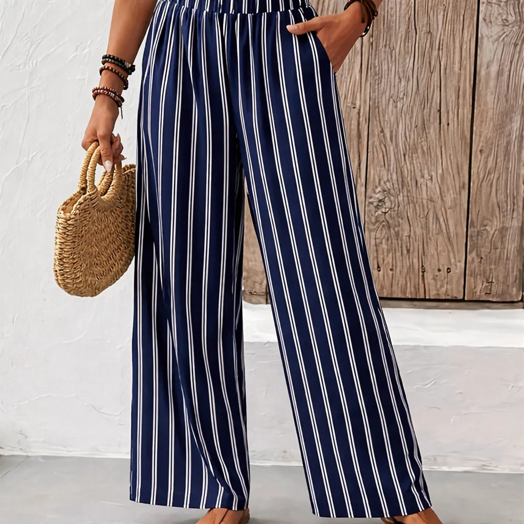Fintara Pantalon fluide été femme – Imprimé vintage tie-dye