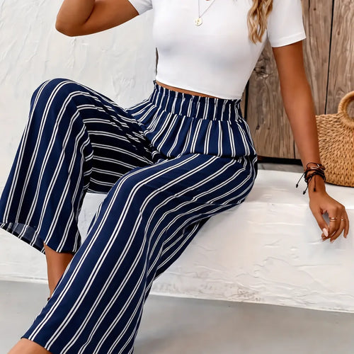 Fintara Pantalon fluide été femme – Imprimé vintage tie-dye