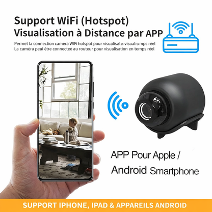 NoxCam - Mini caméra espion WiFi 1080P + vision nocturne | Surveillance maison