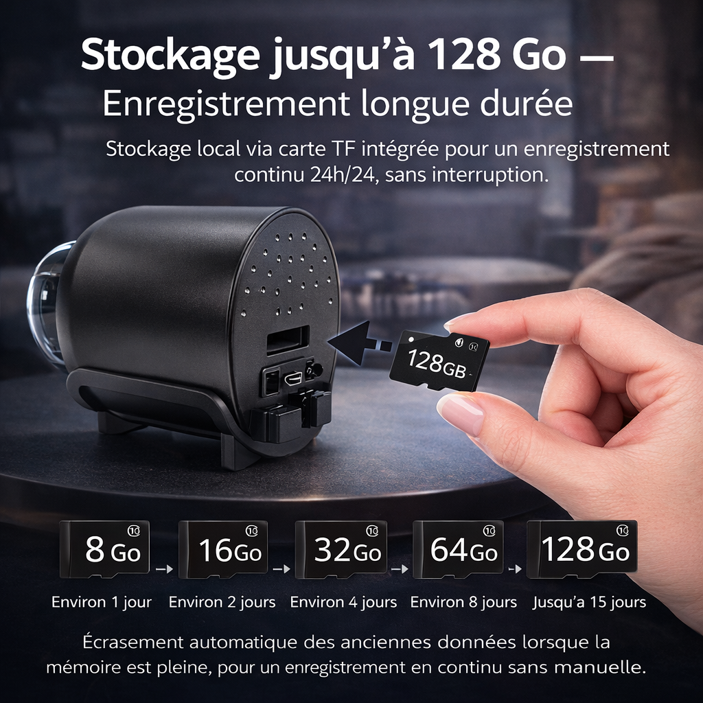 NoxCam - Mini caméra espion WiFi 1080P + vision nocturne | Surveillance maison