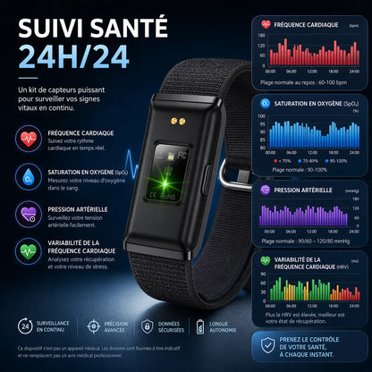 PulseBand Pro - bracelet montre connectée Santé, bracelet sport Sans Écran