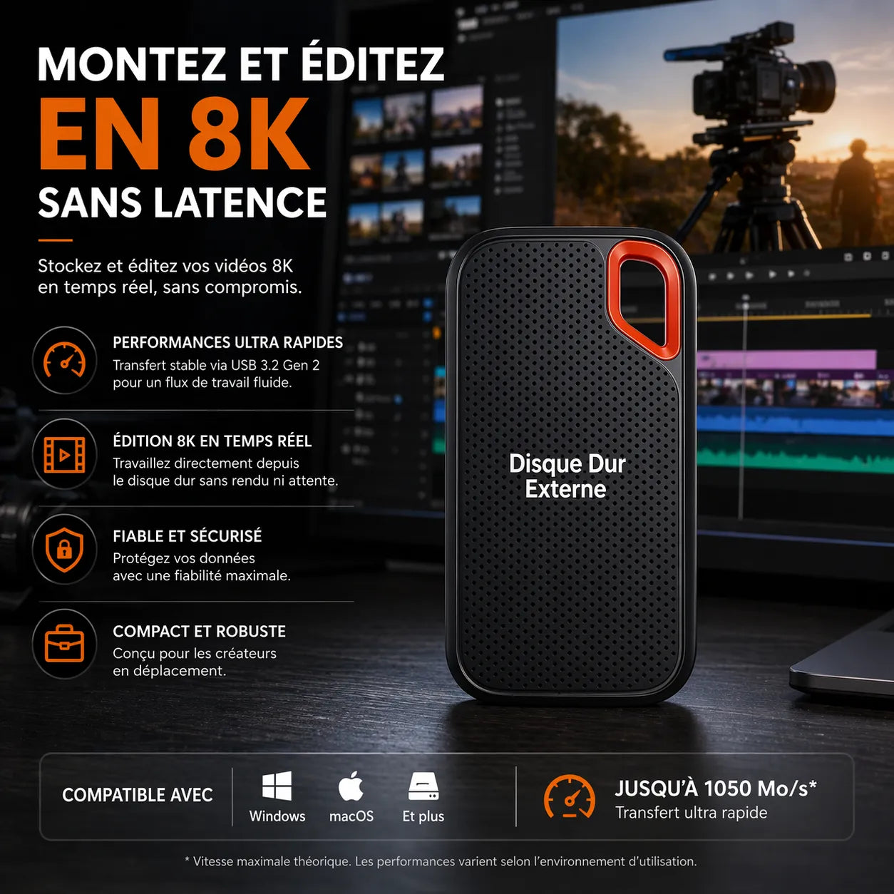 NovaDrive Pro- Disques Durs Externes SSD Stockage Compact et Ultra Rapide