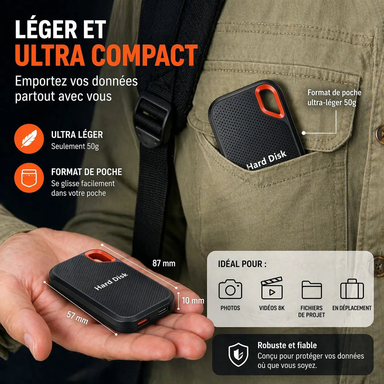 NovaDrive Pro- Disques Durs Externes SSD Stockage Compact et Ultra Rapide