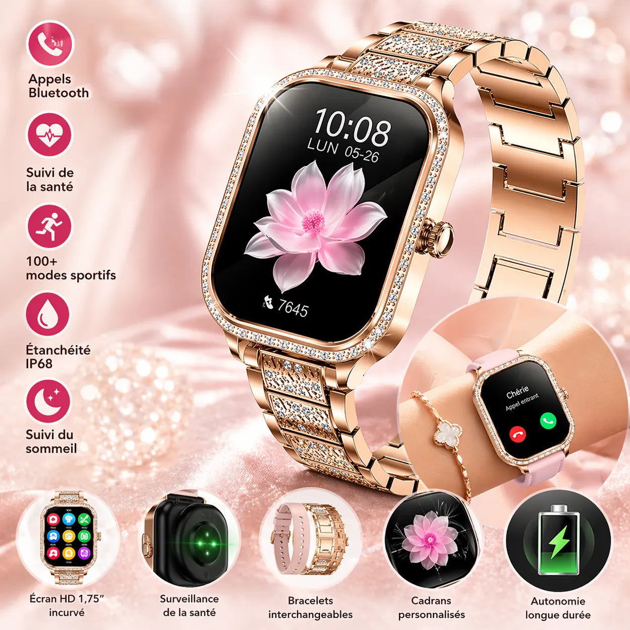 LumiWatch Élégance - Montre connectée femme sport