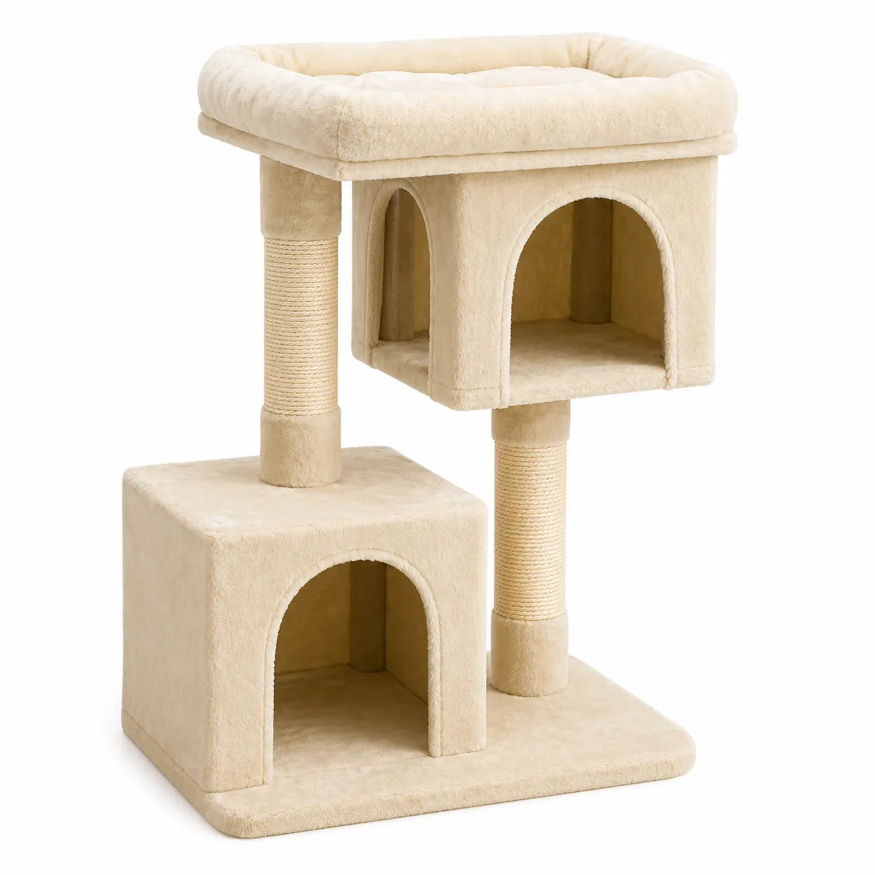Arbre à Chat Maison Féline | Élégant & Compact — 2 niches et griffoir sisal
