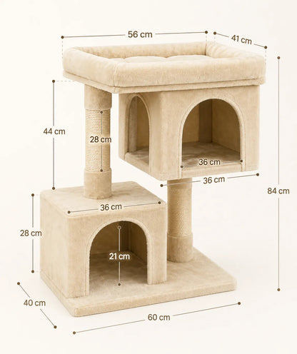 Arbre à Chat Maison Féline | Élégant & Compact — 2 niches et griffoir sisal