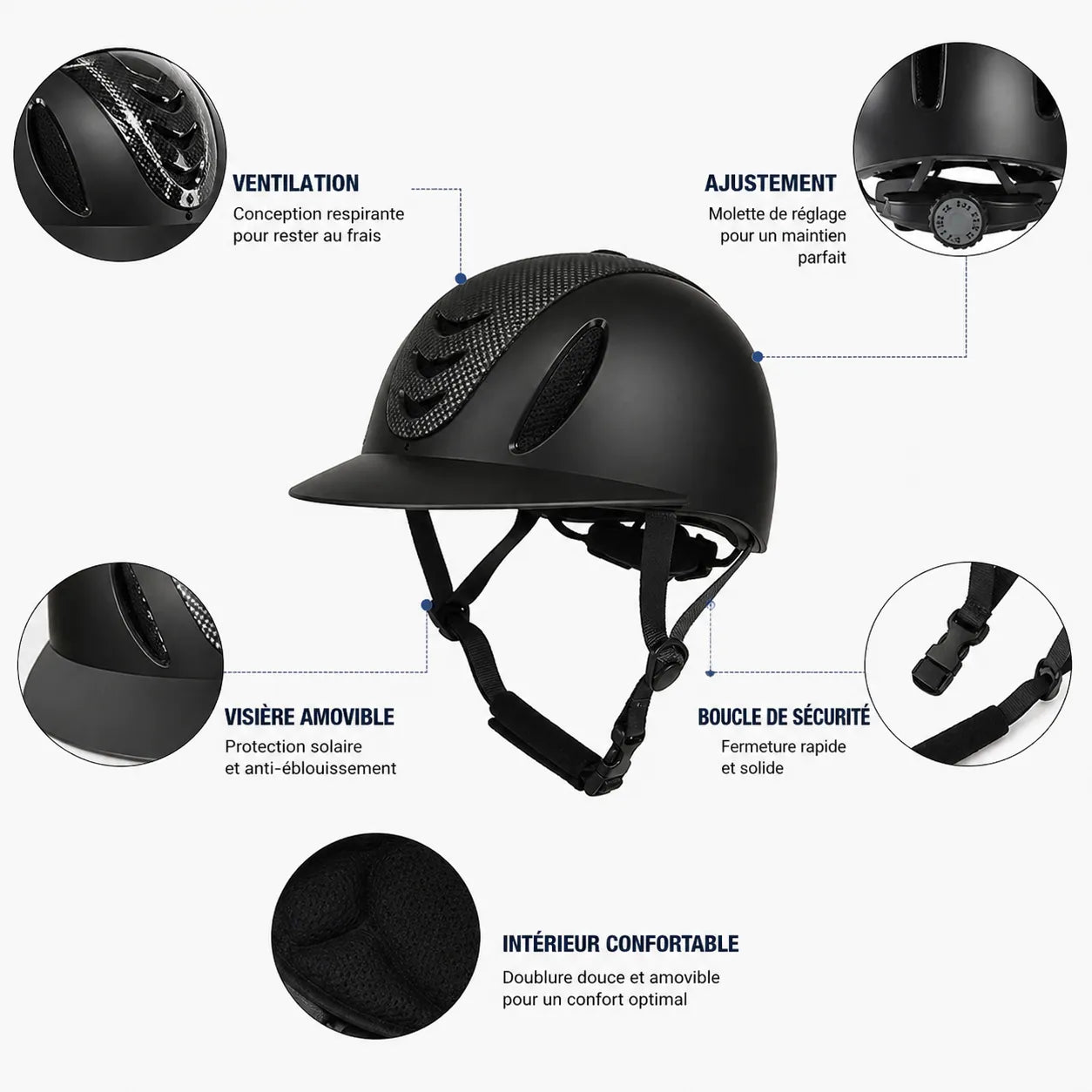 AéroRide ™ Casque équitation ventilé léger – bombe équitation réglable adulte/ado