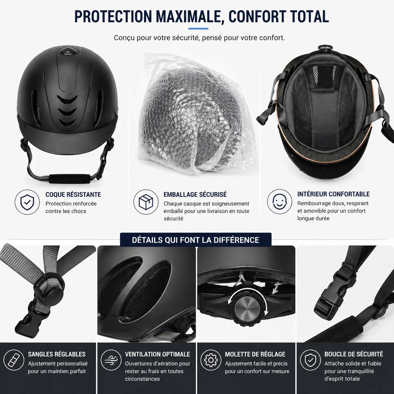 AéroRide ™ Casque équitation ventilé léger – bombe équitation réglable adulte/ado