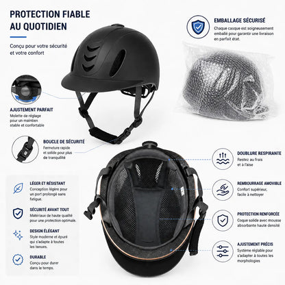 AéroRide ™ Casque équitation ventilé léger – bombe équitation réglable adulte/ado