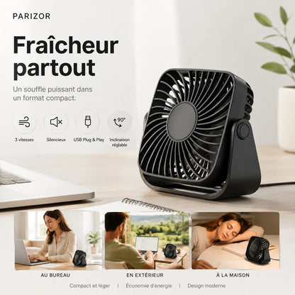 TOPK | Ventilateur Portable USB Silencieux – Rafraichisseur d Air Climatiseur Mobile