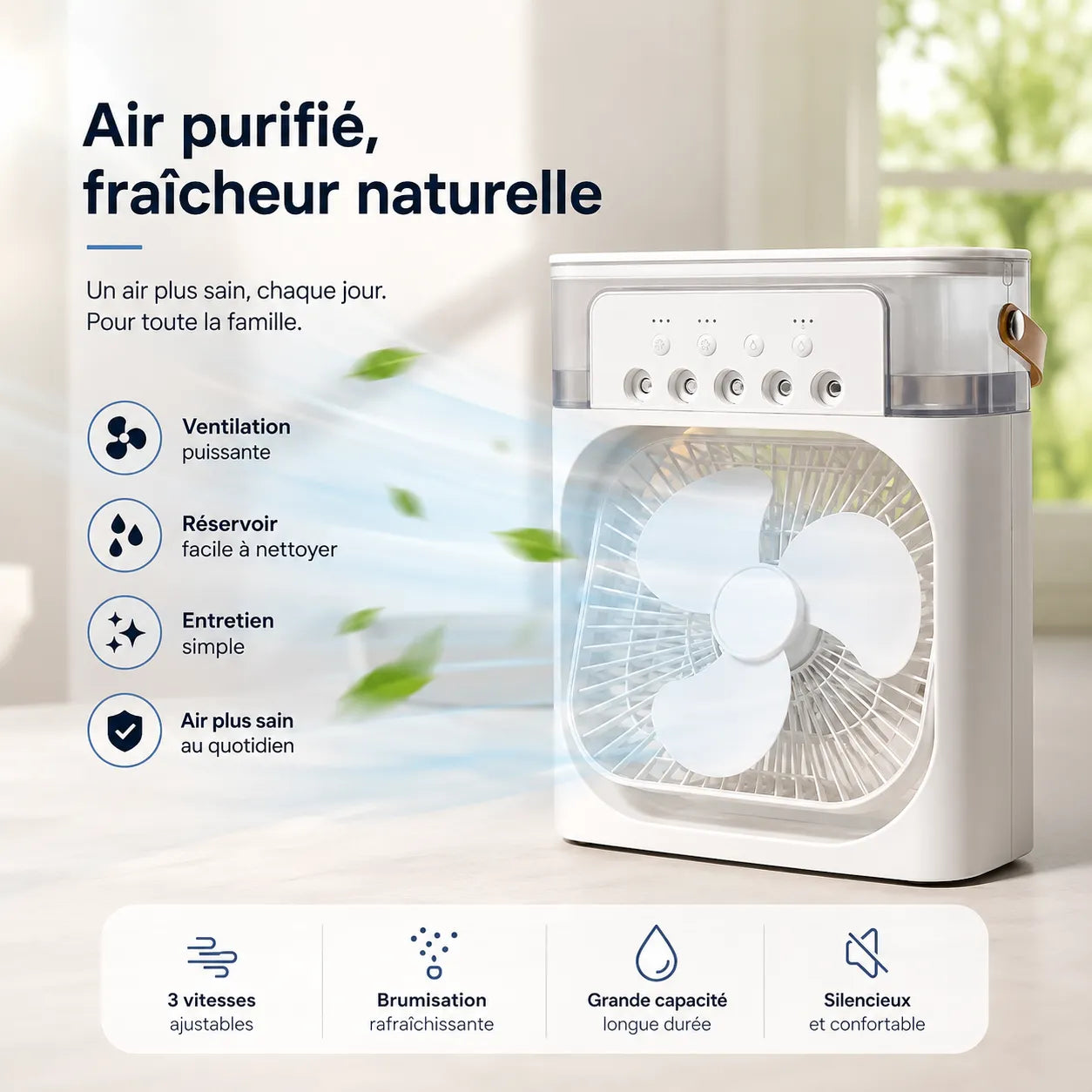 FrostMist | Ventilateur Brumisateur Refroidisseur d'Air Climatiseur Mobile USB