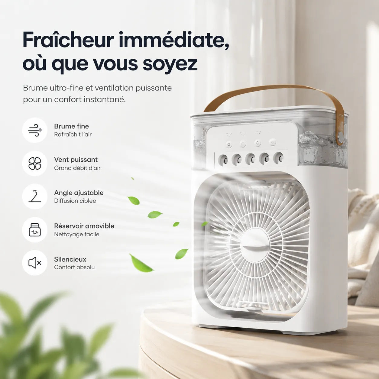 FrostMist | Ventilateur Brumisateur Refroidisseur d'Air Climatiseur Mobile USB