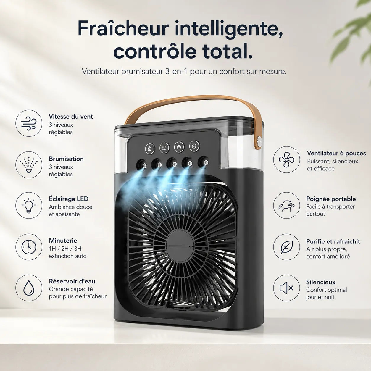 FrostMist | Ventilateur Brumisateur Refroidisseur d'Air Climatiseur Mobile USB