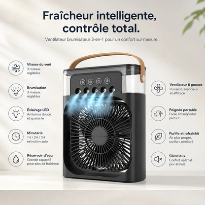 FrostMist | Ventilateur Brumisateur Refroidisseur d'Air Climatiseur Mobile USB