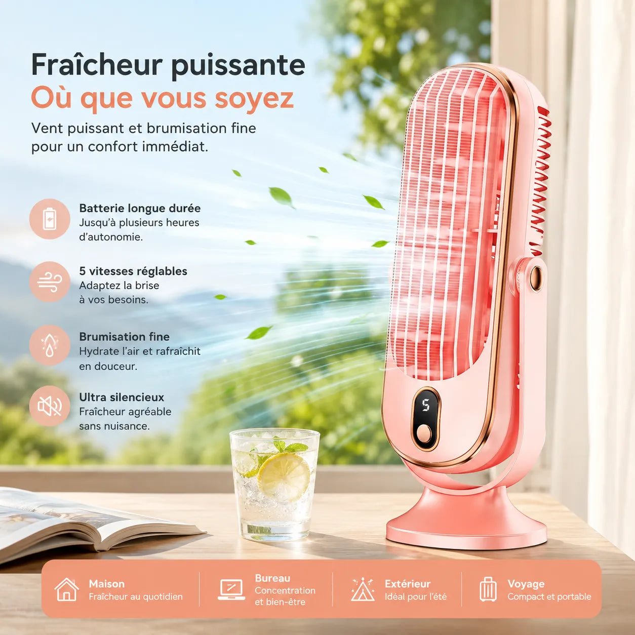 AeroMax | Ventilateur Rafraichisseur d Air Portable USB Double Moteur – Climatiseur Mobile