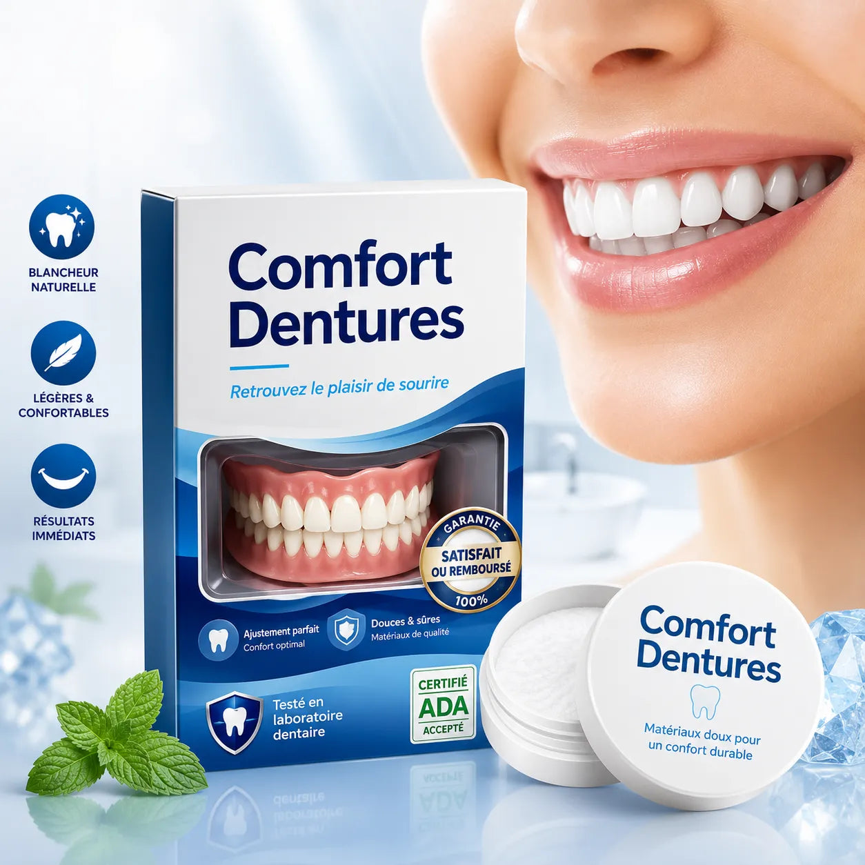 DenturaSmile | Prothese Dentaire Amovible Complète – Dentier en Silicone Aspect Naturel