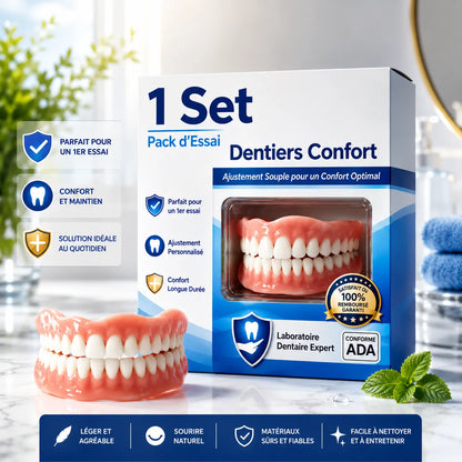 DenturaSmile | Prothese Dentaire Amovible Complète – Dentier en Silicone Aspect Naturel