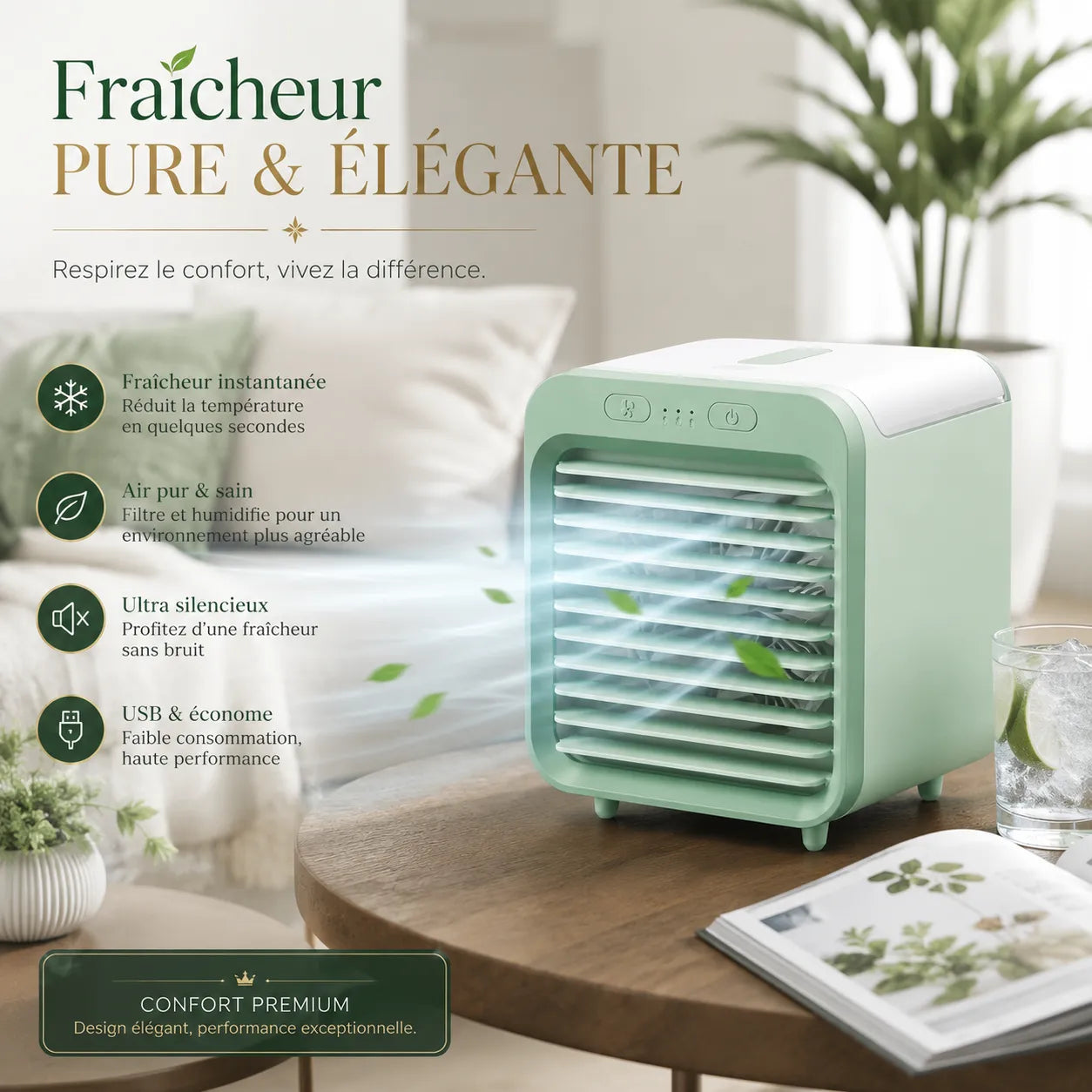 FrostMini | Ventilateur Brumisateur Refroidisseur d’Air Portable USB