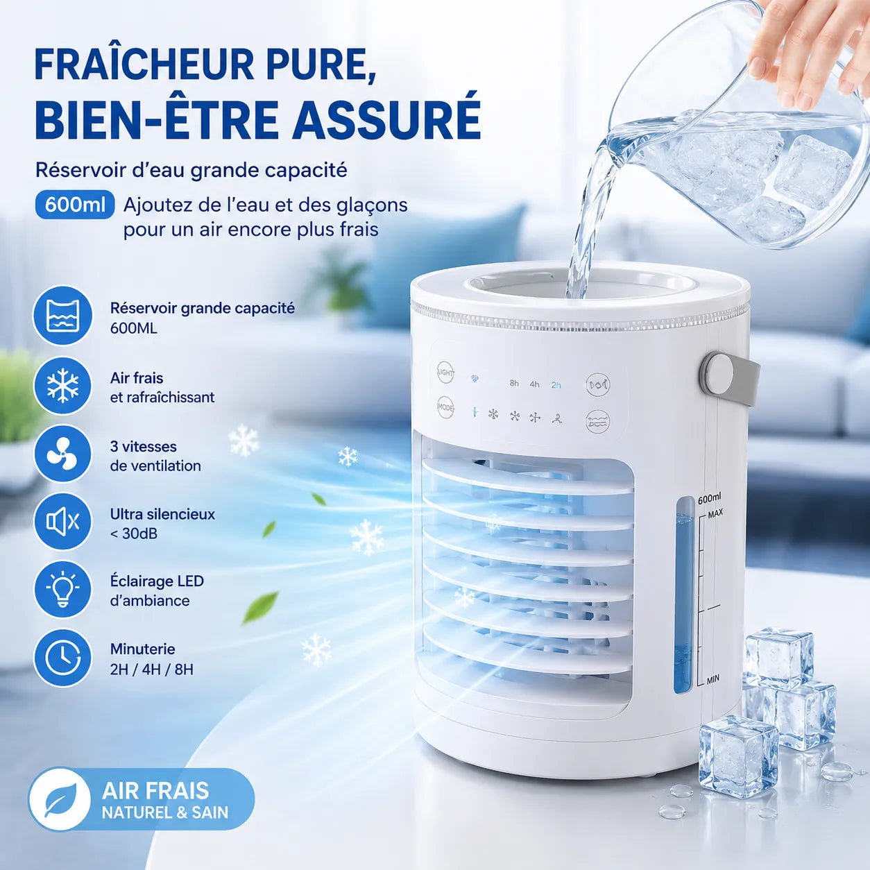 FrostAir | Ventilateur Brumisateur Refroidisseur d'Air Climatiseur Mobile USB