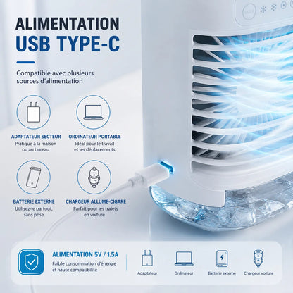 FrostAir | Ventilateur Brumisateur Refroidisseur d'Air Climatiseur Mobile USB