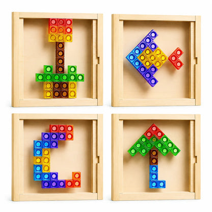 Jeu de Puzzle Tetris | Blocs en Bois Durables pour Amusement en Famille