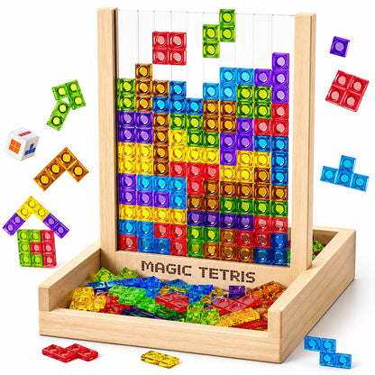 Jeu de Puzzle Tetris | Blocs en Bois Durables pour Amusement en Famille