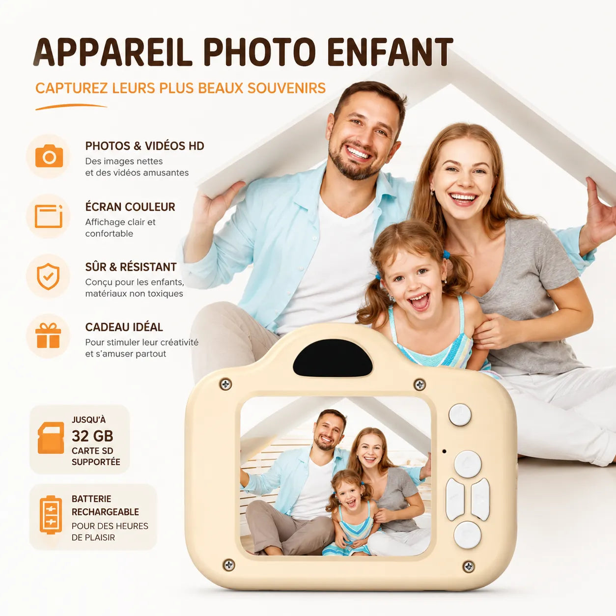 MiniVision | Appareil Photo Enfant 1080p avec Filtres et Jeux Intégrés
